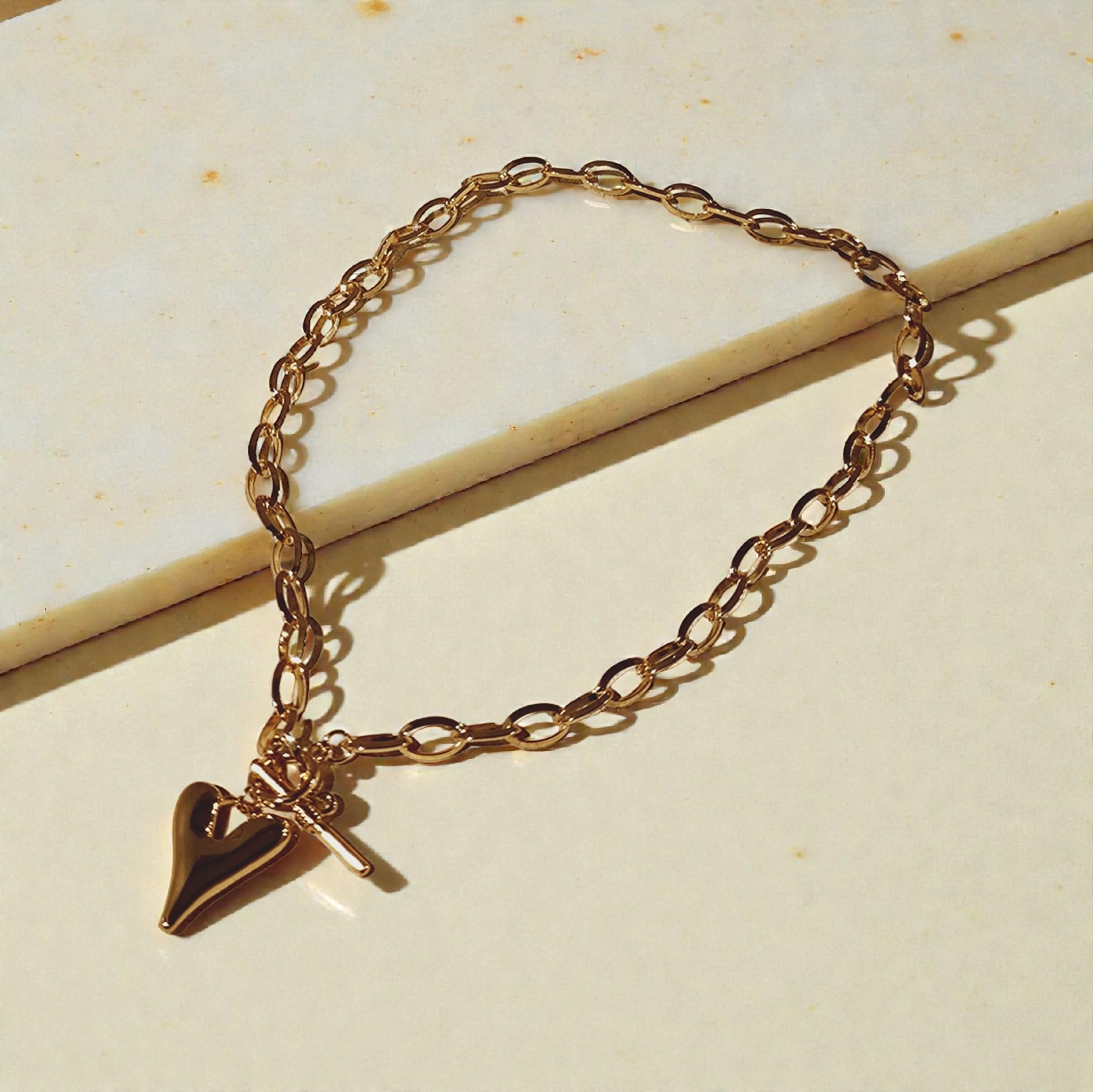 Gold Heart Necklace - Big Metal London